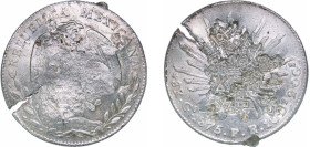 Mexico Federal Republic 1875 Go FR 8 Reales Silver (.903) Guanajuato Mint 27g AU Chopmarked KM 377.8