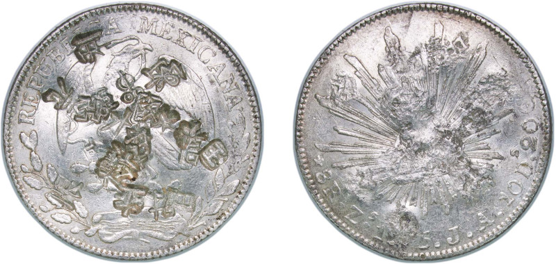 Mexico Federal Republic 1875 Zs JA 8 Reales Silver (.903) Zacatecas Mint 27.01g ...