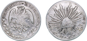 Mexico Federal Republic 1880 Go SB 8 Reales Silver (.903) Guanajuato Mint 27.01g VF Chopmarked KM 377.8