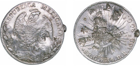 Mexico Federal Republic 1884 Go BR 8 Reales Silver (.903) Guanajuato Mint 26.84g AU Chopmarked KM 377.8