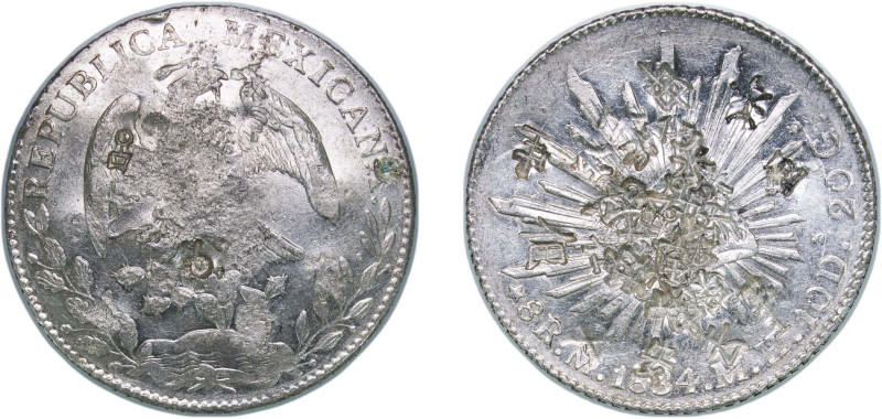 Mexico Federal Republic 1884 Mo MH 8 Reales Silver (.903) Mexico City Mint 27.18...