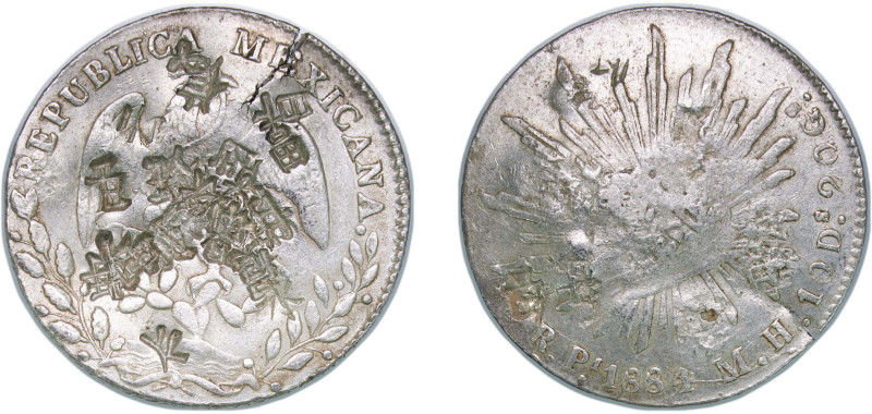 Mexico Federal Republic 1884 Pi MH 8 Reales Silver (.903) San Luis Potosi Mint 2...