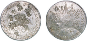 Mexico Federal Republic 1884 Pi MH 8 Reales Silver (.903) San Luis Potosi Mint 26.7g XF Chopmarked KM 377.12