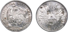 Mexico Federal Republic 1884 Zs JS 8 Reales Original luster Silver (.903) Zacatecas Mint 26.45g UNC KM 377.13