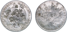Mexico Federal Republic 1885 Pi MH 8 Reales Silver (.903) San Luis Potosi Mint (1736000) 26.79g AU Chopmarked KM 377.12
