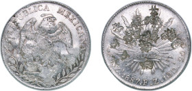 Mexico Federal Republic 1887 Zs FZ 8 Reales Silver (.903) Zacatecas Mint (4733000) 27.04g AU KM 377.13