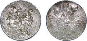 Mexico Federal Republic 1890 CN AM 8 Reales Silver (.903) Culiacán Mint (874000) 26.86g AU Chopmarked KM 377.3