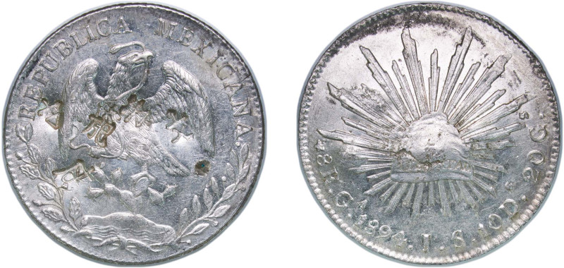 Mexico Federal Republic 1894 Ga JS 8 Reales Silver (.903) Guadalajara Mint (2045...