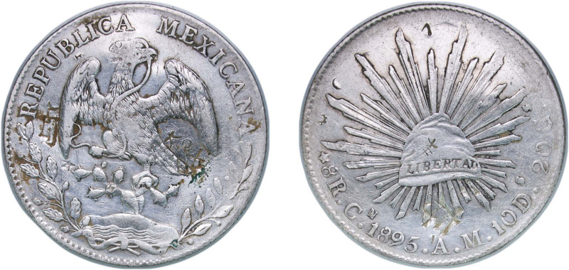 Mexico Federal Republic 1895 CN AM 8 Reales Silver (.903) Culiacán Mint (1834000...