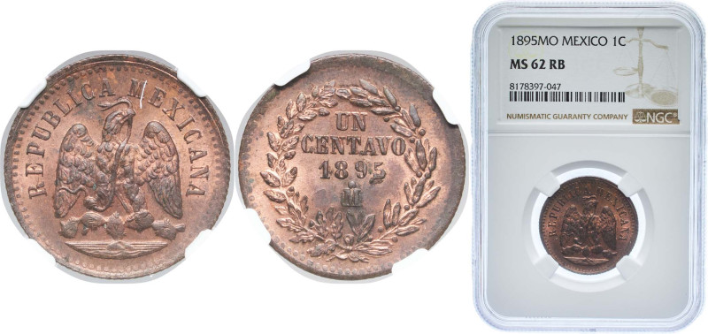 Mexico Federal Republic 1895 Mo 1 Centavo Copper Mexico City Mint (3453000) 8.9g...