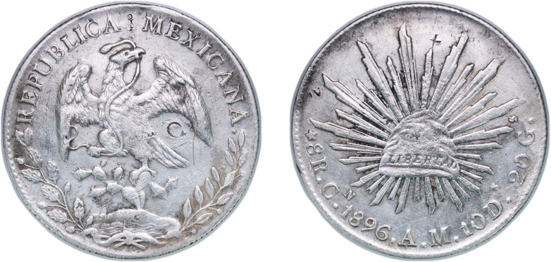 Mexico Federal Republic 1896 CN AM 8 Reales Silver (.903) Culiacán Mint (2134000...