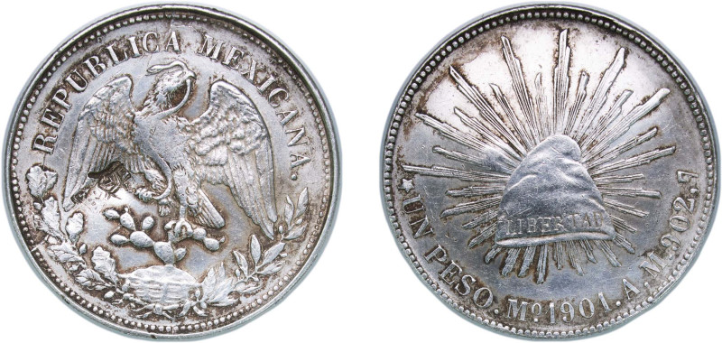 Mexico Federal Republic 1901 Mo AM 1 Peso Silver (.9027) Mexico City Mint (14505...