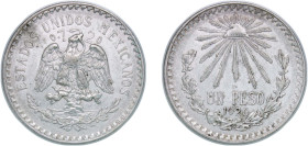 Mexico United Mexican States 1926 M 1 Peso Silver (.720) Mexico City Mint (28840000) 16.6g XF KM 455