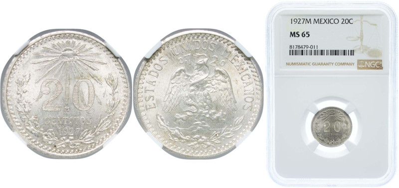 Mexico United Mexican States 1927 M 20 Centavos Silver (.720) Mexico City Mint (...