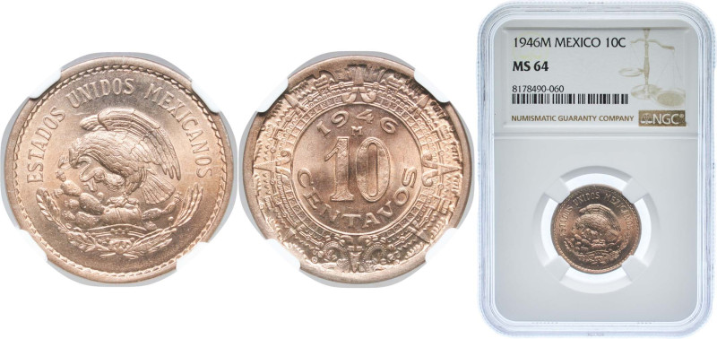 Mexico United Mexican States 1946 M 10 Centavos Copper-nickel Mexico City Mint (...