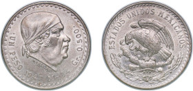 Mexico United Mexican States 1947 Mo 1 Peso "Cacheton" Silver (.500) Mexico City Mint (61460000) 14.03g UNC KM 456