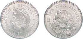 Mexico United Mexican States 1948 Mo 5 Pesos Silver (.900) Mexico City Mint (26740000) 29.95g UNC KM 465