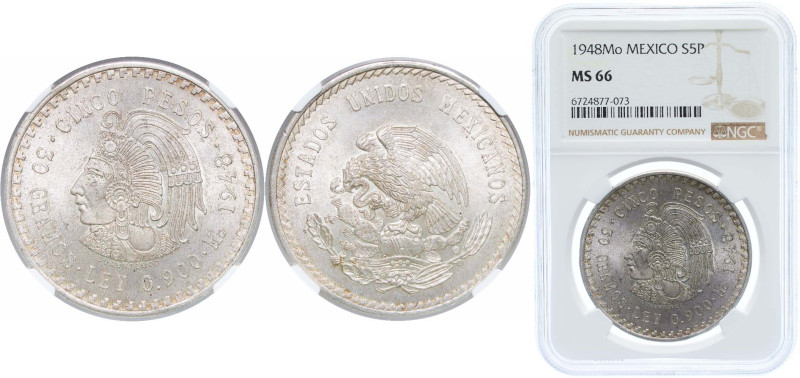 Mexico United Mexican States 1948 Mo 5 Pesos Silver (.900) Mexico City Mint (267...
