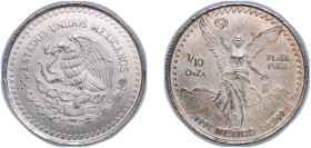 Mexico United Mexican States 1991 Mo ⅒ Onza "Libertad" Silver (.999) Mexico City Mint (10000) 3.12g UNC PL 136