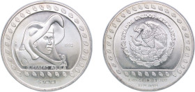 Mexico United Mexican States 1992 Mo 100 Pesos (Guerrero Aguila - 1 oz Silver Bullion) Silver (.999) Mexico City Mint (205000) 31.08g BU KM 556