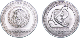 Mexico United Mexican States 1992 Mo 25 Pesos (Guerrero Aguila - 1/4 oz Silver Bullion) Silver (.999) Mexico City Mint (50000) 7.75g AU Rim Damage KM ...