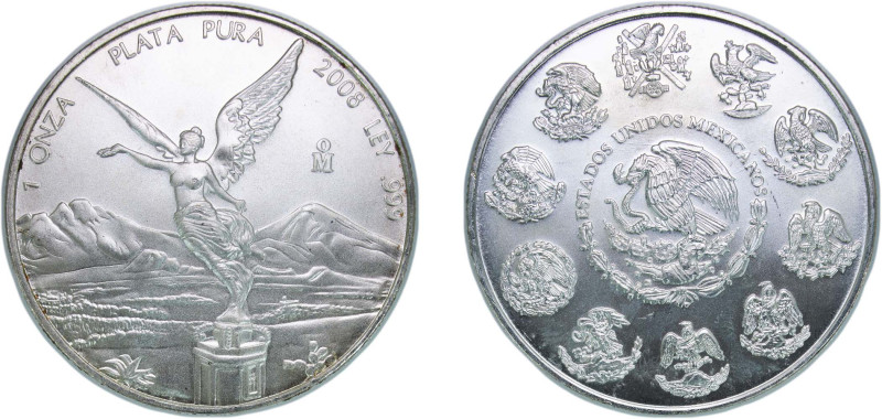 Mexico United Mexican States 2008 Mo 1 Onza "Libertad" Silver (.999) Mexico City...