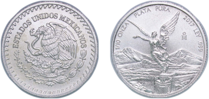 Mexico United Mexican States 2017 Mo ⅒ Onza "Libertad" Silver (.999) Mexico City...