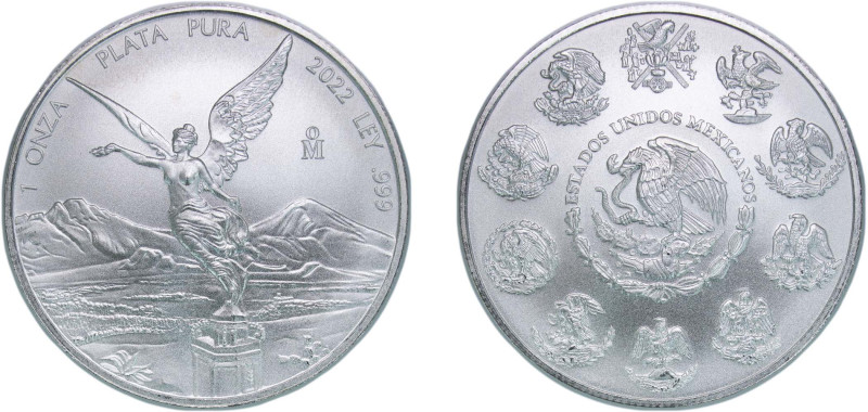 Mexico United Mexican States 2022 Mo 1 Onza "Libertad" Silver (.999) Mexico City...