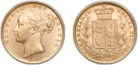 Australia British colony 1881 S 1 Sovereign - Victoria Gold (.917) Sydney Mint (1360000) 8g UNC KM 6 Fr 11