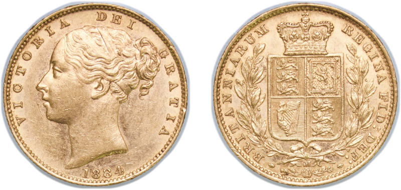Australia British colony 1884 M 1 Sovereign - Victoria Gold (.917) Melbourne Min...