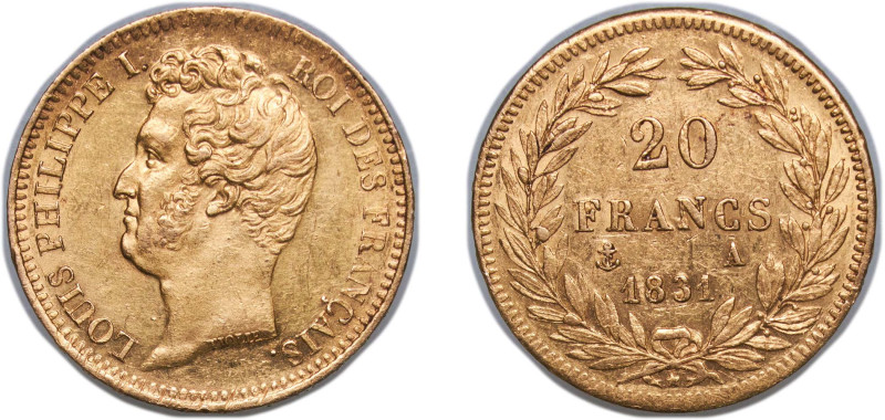 France Kingdom 1831 A 20 Francs - Louis-Philippe I Gold (.900) Paris Mint 6.42g ...