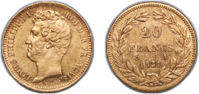 France Kingdom 1831 A 20 Francs - Louis-Philippe I Gold (.900) Paris Mint 6.42g AU KM 746.1