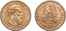 Germany Kingdom of Prussia Second Empire 1888 A 20 Mark - Frederick III Gold (.900) Berlin Mint (5363901) 7.95g AU KM 515 J 248