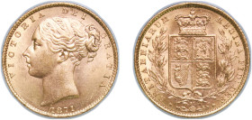 Great Britain United Kingdom 1871 1 Sovereign - Victoria (Die number 31) Gold (.9167) (8767250) 7.99g UNC KM 736.2