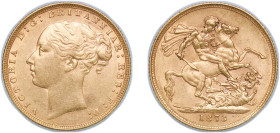 Great Britain United Kingdom 1873 1 Sovereign - Victoria (1st portrait; St George) Gold (.9167) (2368215) 8g AU KM 752 Sp 3856
