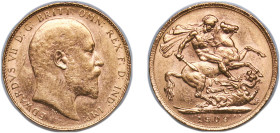 Great Britain United Kingdom 1909 1 Sovereign - Edward VII Gold (.9167) (12157000) 8g AU KM 805 Sp 3969