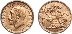 Great Britain United Kingdom 1911 1 Sovereign - George V Gold (.9167) (30044000) 8g UNC KM 820 Sp 3996