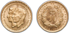 Luxembourg Principalty 1953 20 Francs - Charlotte (Marriage) Gold (.900) (25573) 6.5g BU X M1 L 01(1) Delmonte G 405