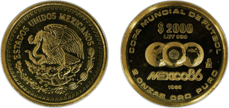 Mexico United Mexican States 1986 Mo 2000 Pesos (Mexico '86 - 2 oz Gold Bullion)...