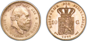 Netherlands Kingdom 1877 10 Gulden - Willem III Gold (.900) Utrecht Mint (1108149) 6.729g UNC KM 106 Fr 342 Delmonte G 1212