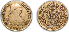 Spain Kingdom 1791 M MF 1 Escudo - Carlos IV Gold (.875) Madrid Mint 3.33g VF KM 434.1