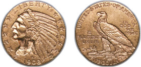 United States Federal republic 1908 5 Dollars (Indian Head) Gold (.900) Philadelphia Mint (577845) 8.37g AU KM 129