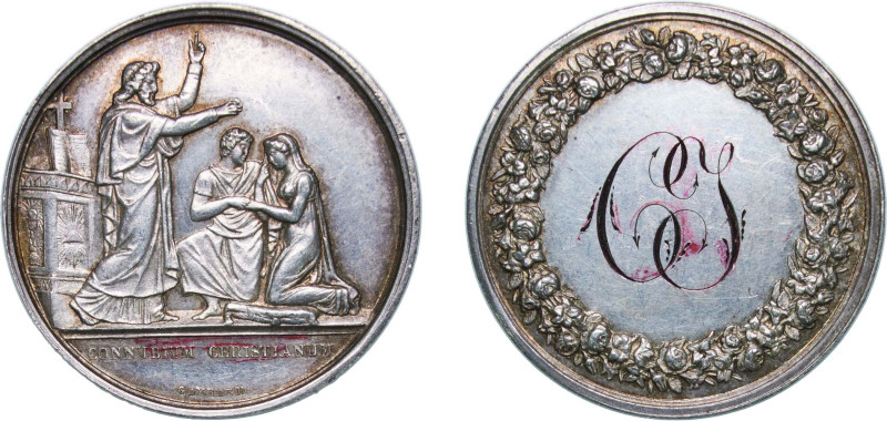 France 1845 - 1860 Wedding Medal Silver (.950) 16.37g XF