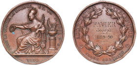 France Third Republic 1890 Medal - Associations Polytechnique Cours gratuits Bronze 35.55g VF Rim Damage