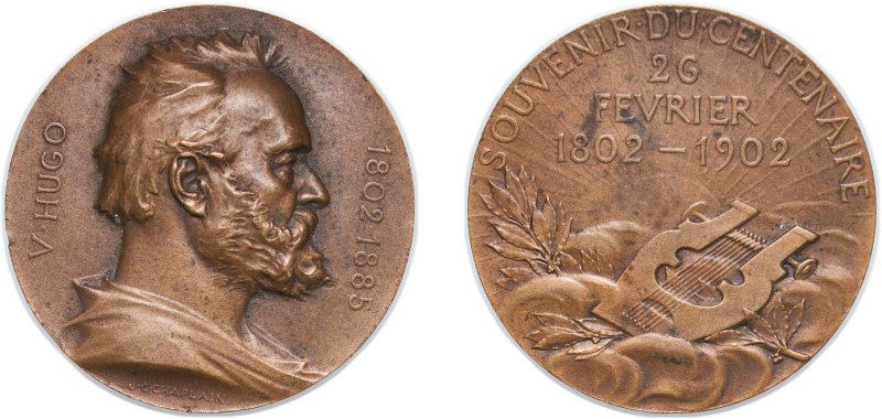 France Third Republic 1902 Medal - Centenary of the birth of Victor Hugo Bronze ...