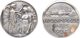 France Third Republic 1924 Medal - Olympic Games, Paris, 1924 Silver (.999) 34.5g UNC Rim Damage