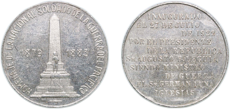 Peru Republic 1922 Medal (Monumento a los Soldados de la Guerra del Pacífico) Si...