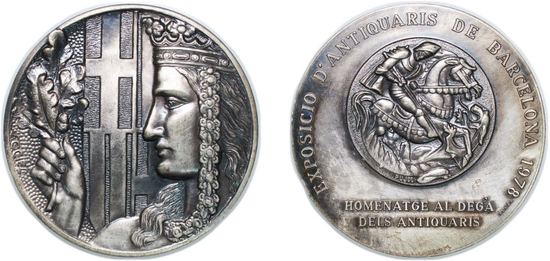 Spain Kingdom 1978 Medal - Exposición de anticuarios de Barcelona Silver (.915) ...