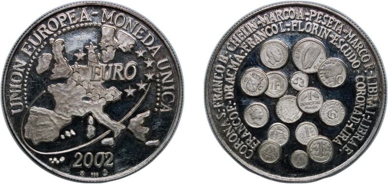 Spain Kingdom 2002 Medal - MONEDA ÚNICA Silver (.999) 31.12g PF