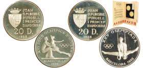 Andorra Principalty 1988 20 Diners - Joan Martí i Alanis (XXV Summer Olympic Games, 3 Lots) Silver (.925) Karlsruhe Mint PF